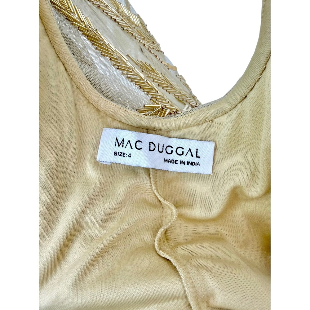NWT Mac‎ Duggal Gold High Neck Sleeveless Embellished Gown $798 - Size 4 - Picture 14 of 14